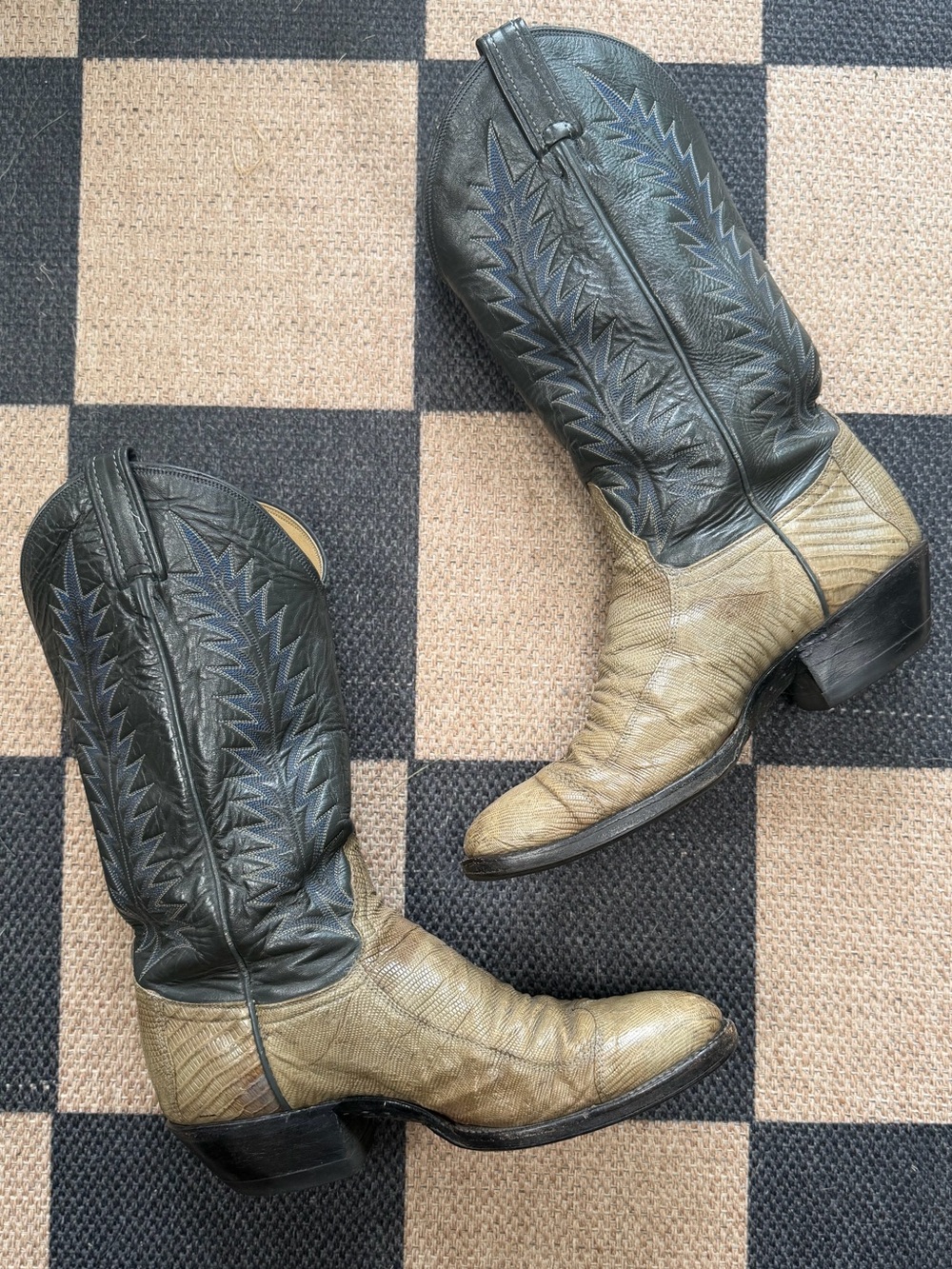 Tony Lama USA Vintage Exotic Leather Cowboy Boots black Label Style 8550 Men 9 D